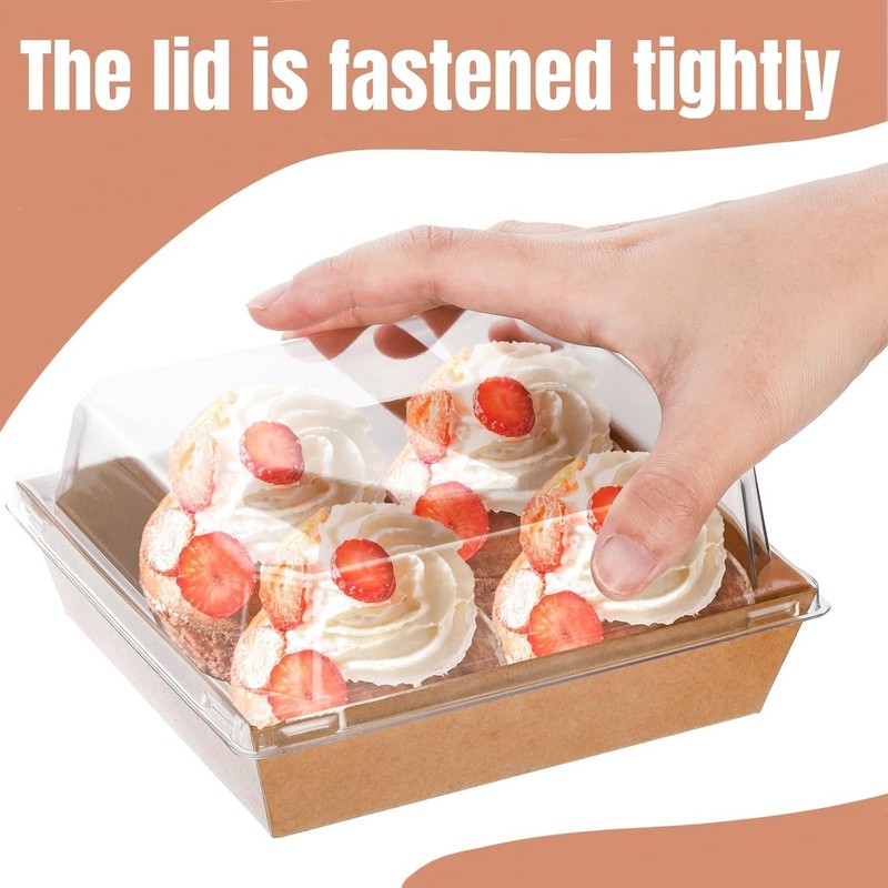 100 Pack Charcuterie Boxes with Clear Lids, 5.4"×5"×2.5" Paper Bakery Dessert... gallery