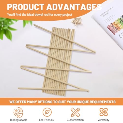 Santoy 20 PCS Wooden Dowel Rods – 3/8 x 15 Inch Round Unfinished Hardwood gallery
