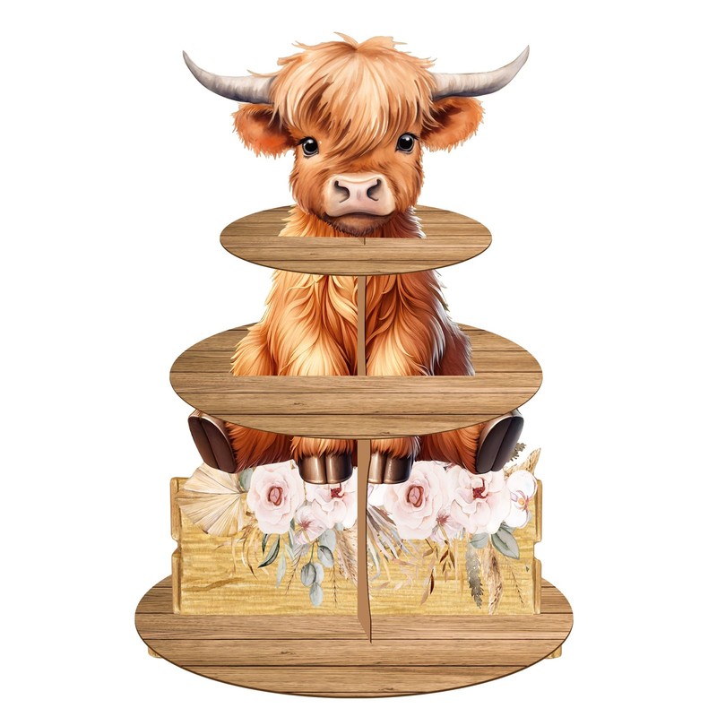 Highland Cow Cupcake Stand Highland Cow Birthday Party Cardboard Cupcake Hold…