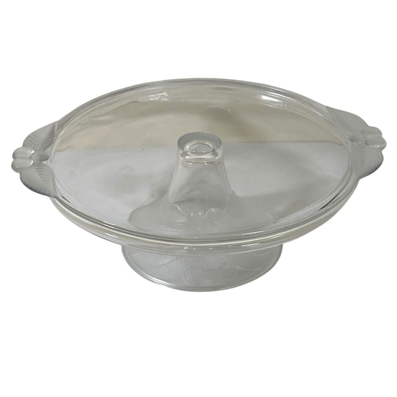 Vintage Mikasa Bountiful Crystal Cake Stand with Cherry Embossed Frosted Fruit
