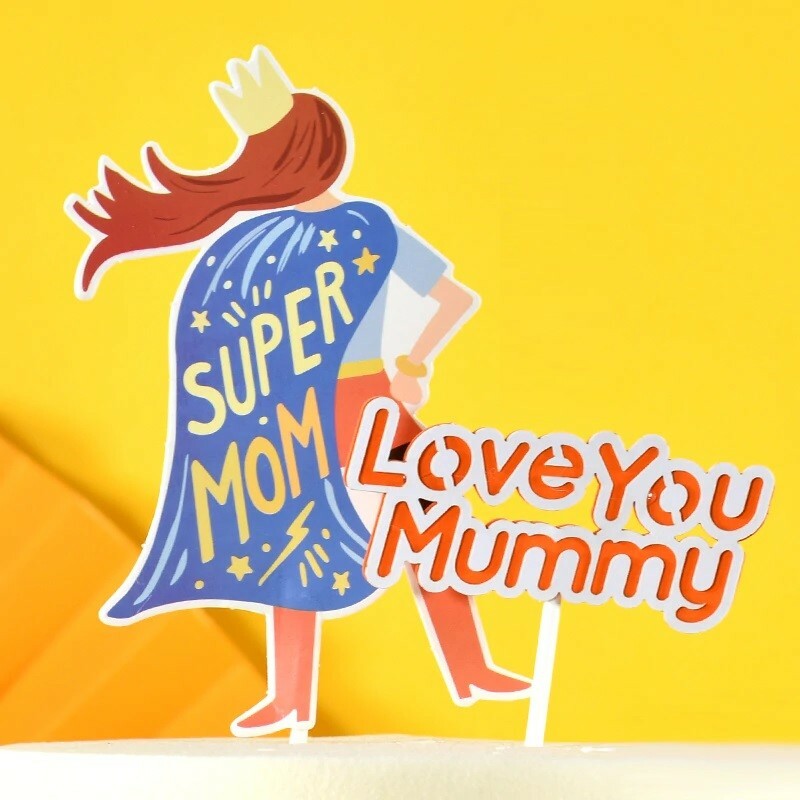2PC Super Mom Love You Mummy Mothers Day Birthday Cake Topper Party Decorations gallery