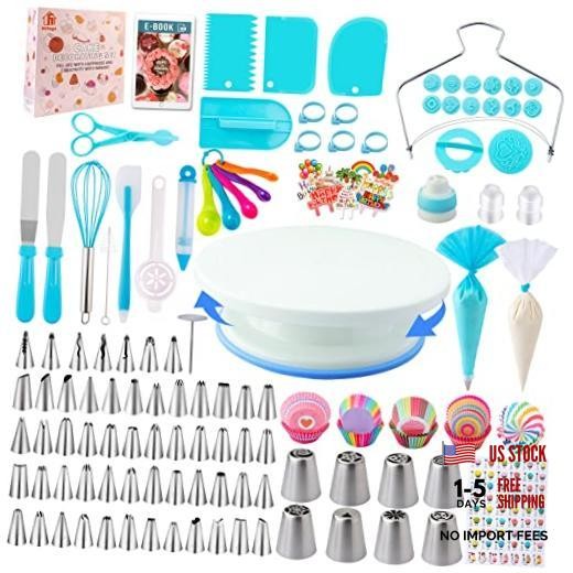 Cake Decorating Supplies Kit Tools 356pcs, Baking Accessories with Cake Blue