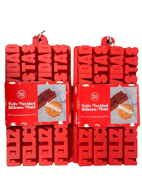 Feliz Navidad Silicone Mold For Ice Baking And Crafts 2 Pack