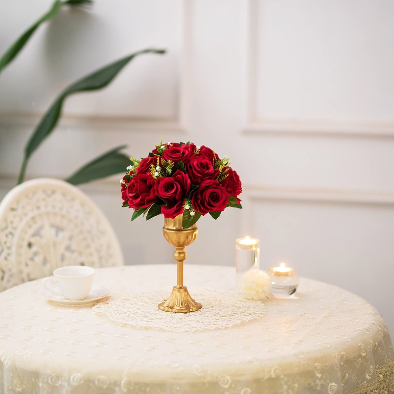 BLOSMON Flower Balls Wedding Rose Centerpieces: 6 Pcs 9.5"W x 4.75"H, Crimson gallery