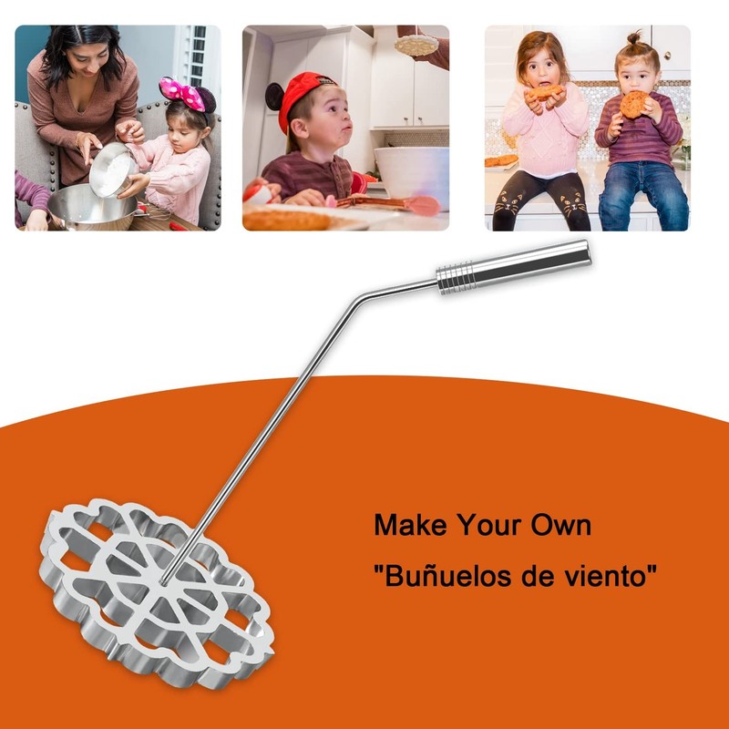 Bunuelos Mold with Handle,Rosette Timbale Iron Set Aluminum Large, 1 gallery