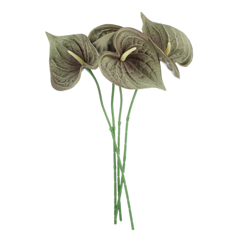 4Pcs 11inch Artificial Anthurium Flowers, Grass Green