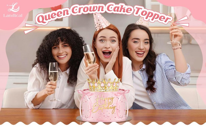 8 Pcs Gold and Pink Princess Crown Cake Topper Corona Para Pastel Queen Pink gallery