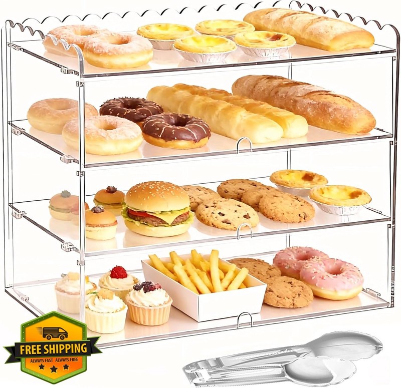 3 Tier Acrylic Bakery Display Case 19.5″ Clear Pastry Stand