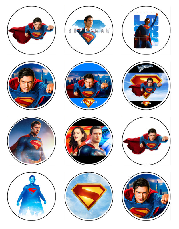 Superman Movie Edible Cupcake Toppers – Superhero Icing Image Decorations gallery