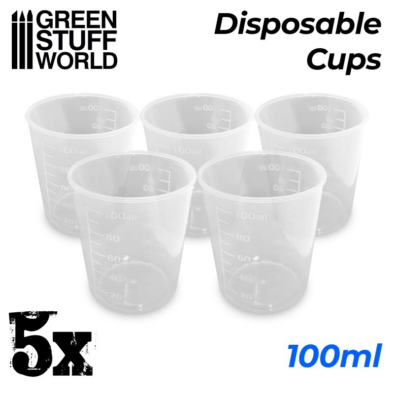 5x Disposable Measuring Cups 100ml - measurer glass wargamer gallery
