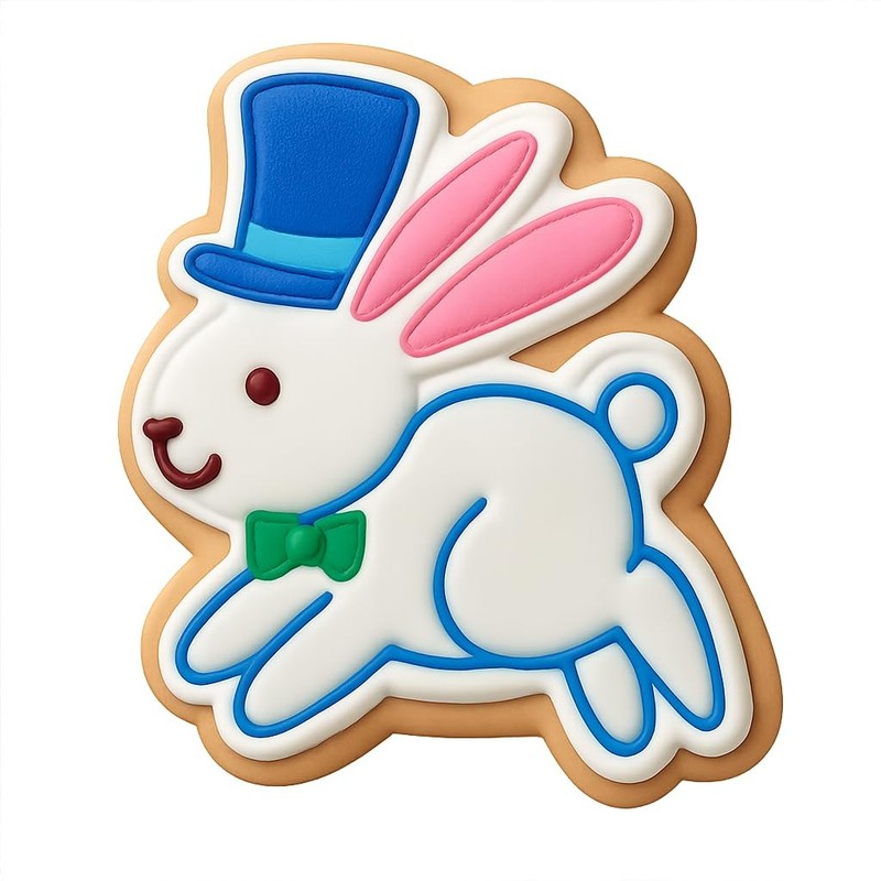 Hopping Rabbit in Hat Cookie Cutter & Stamp – 4×3.2