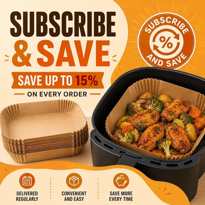 Air Fryer Paper Liners, 125Pcs Disposable 8" Square, Square gallery
