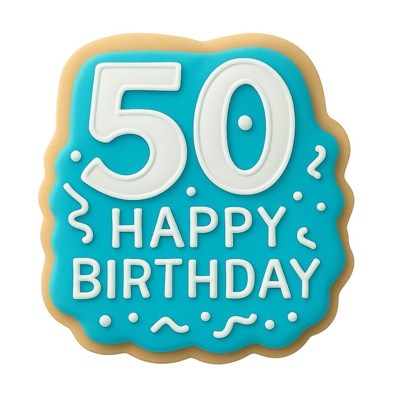 50th Birthday with Confetti Cookie Cutter & Stamp, Fondant & Clay - 4x4 gallery