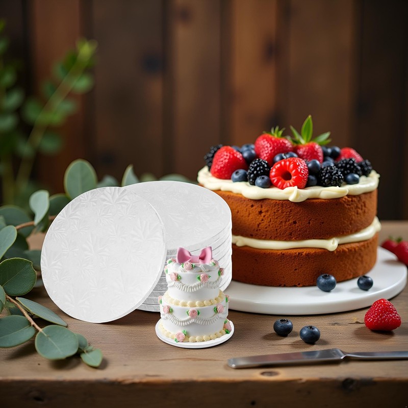 10 Pack 12 Inch Round Cake Drums 1/2 Inch Thick Boards White Base Cardboard gallery