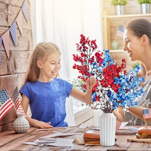 10 Pcs Babys Breath Artificial Flowers Gypsophila 10Pcs Red White and Blue gallery