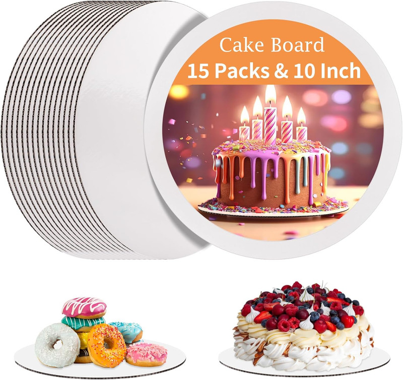15PCS Cake Boards 10 Inch Round， White Cake Board Rounds，White Cake Circles Roun