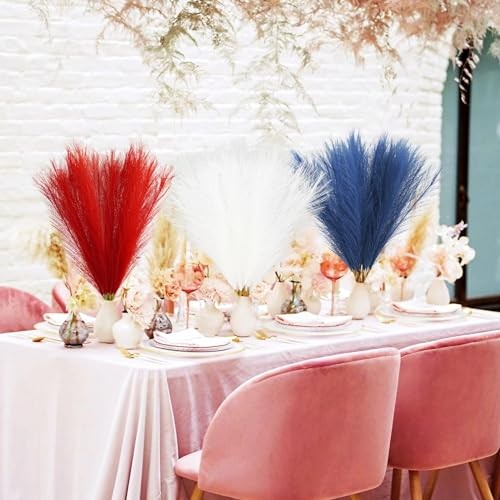 pcs 4th of July Decorations Faux Pampas Grass, 21.6in Red 30 Red & White & Blue gallery