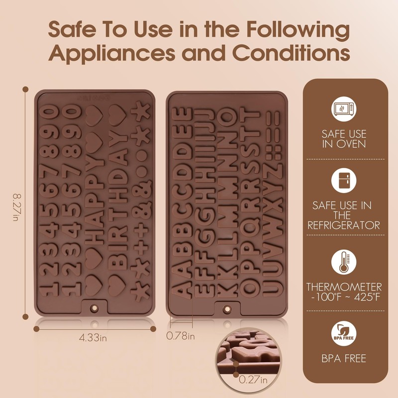 2pcs Silicone Letter Number Molds Happy Birthday Chocolate Cake Decorations gallery