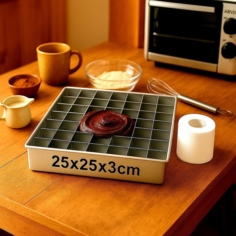 NEW Brownie Divider Pan 25x25x3cm 100 Grid Aluminum Mold Ideal for Baking & Meal