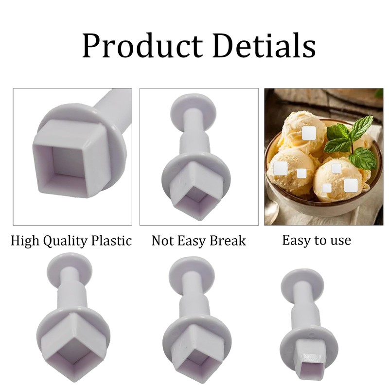 3Pcs Plunger Cookie Cutter Set, Mini Plastic Biscuit Molds for Cake Decoratin... gallery