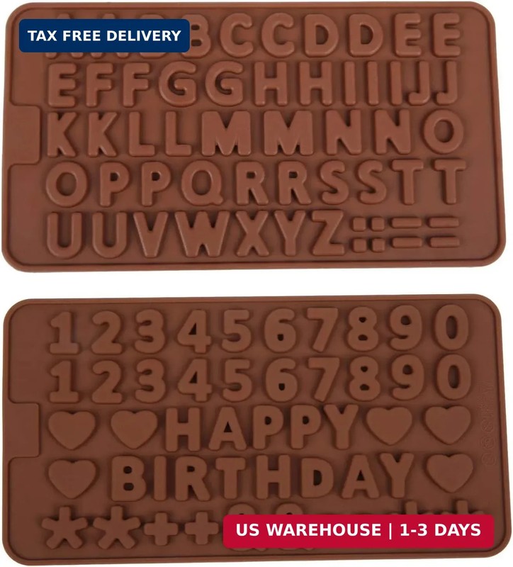 2 PACK Silicone Mini Letter Number Numeric Alphabet Happy Birthday Chocolate Mol
