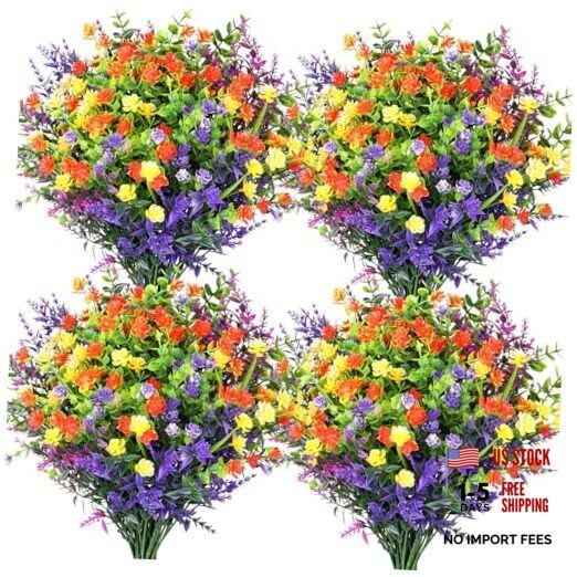 Artificial Flowers for Outdoors, Plastic Faux Flowers for 12PCS Mix Color-2