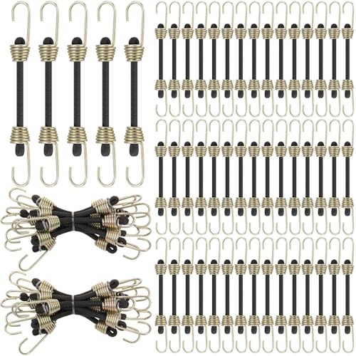 Pcs Mini Bungee Cords with Hooks Small Bungee Cords Short 2 Inch 50 Black gallery