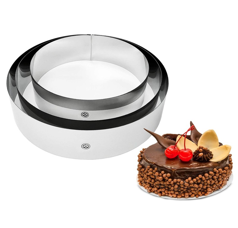 NewlineNY Stainless Steel Cake Mousse Rings Round 3 Piece Set 8 9.5 10.5 Inch