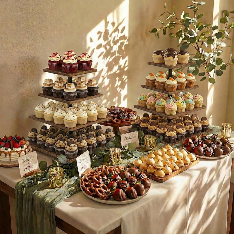 Wooden 4 Tier Cupcake Stand 50 Cupcakes,Cupcake Holder,Cupcake Tower,Tiered Tray gallery