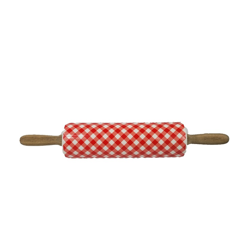 Pioneer Women rolling pin charming Gingham check Red White Checkered gallery
