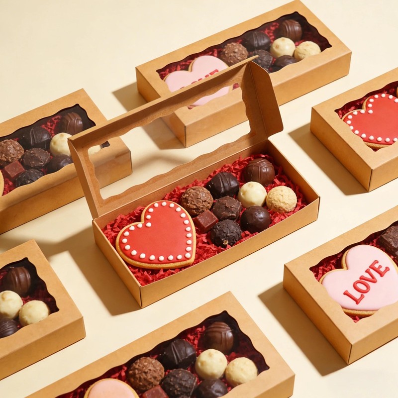 50pcs Cookie Boxes with window 12 x 5 x 1.5 Inch Bakery Boxes Treat Dessert f... gallery