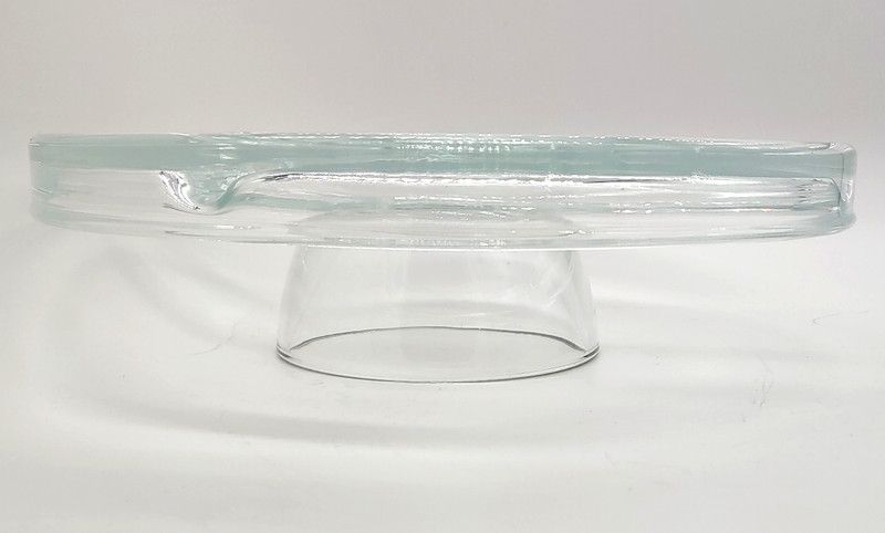 Clear Glass Relish Tray Chip and Dip Bowl Converts to Cake Stand-11 inch Vintage gallery