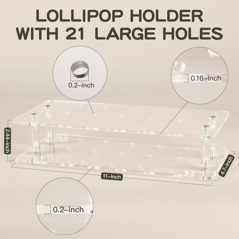 2-Pack Cake Pop Stand, 21 Holes Lollipop Holder Clear Acrylic Cake Pop Display S gallery