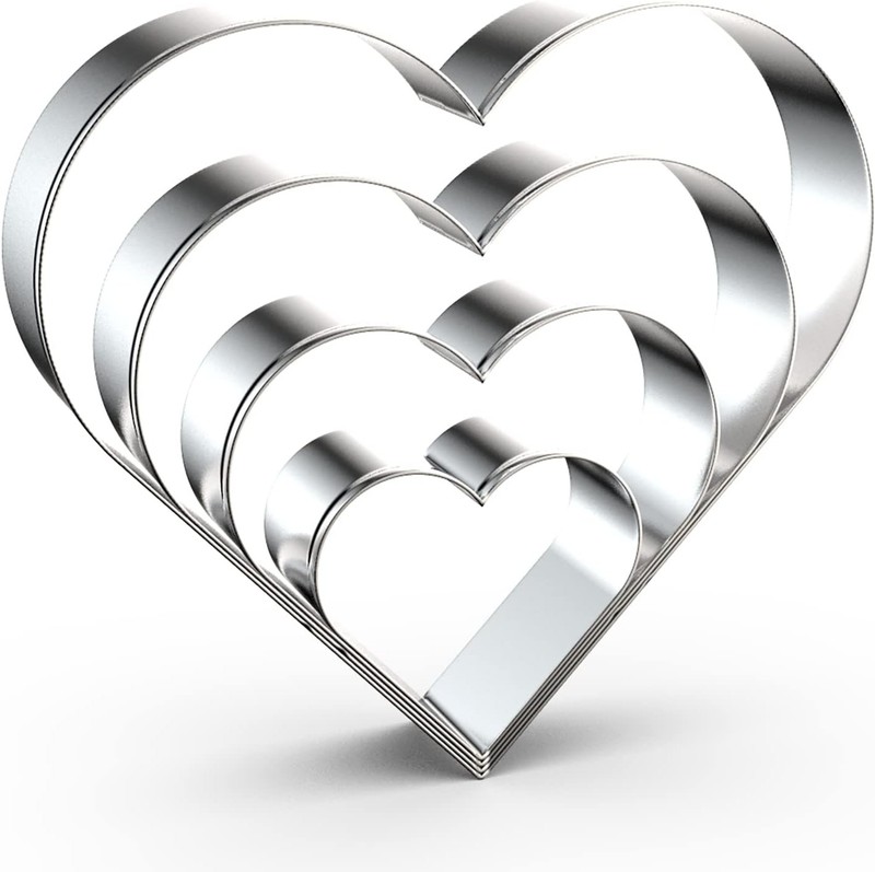 Heart Cookie Cutter Set Large/Small/Mini – 5 Inch, 4 Inch, 3 Inch, 2 Inch – 4 Pi