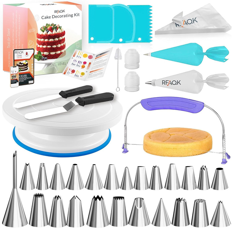 90Pcs Cake Decorating Kit with Leveler, Baking Supplies Gift Includes Cake Stand gallery