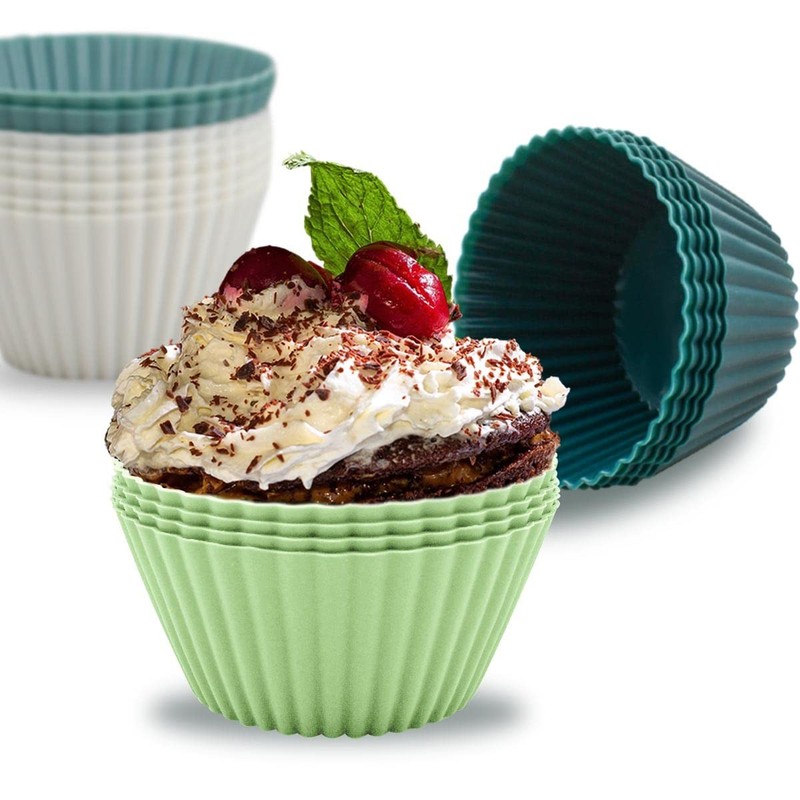 24 Pack Silicone Baking Cups Reusable Muffin Liners Non-Stick Cup Cake Molds ... gallery