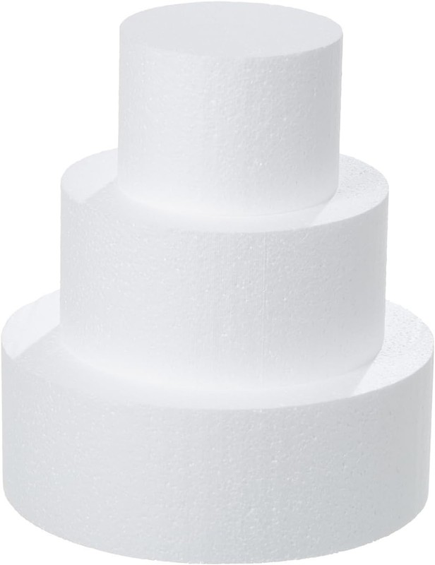 3 Tiers Round Foam Cake Dummies Set 4" 6" 8" White Fake Practice Cake Dummy 9... gallery