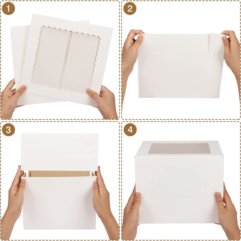 28Pcs Cake Boxes 10X10X8 Inch White Bakery Boxes with Window gallery