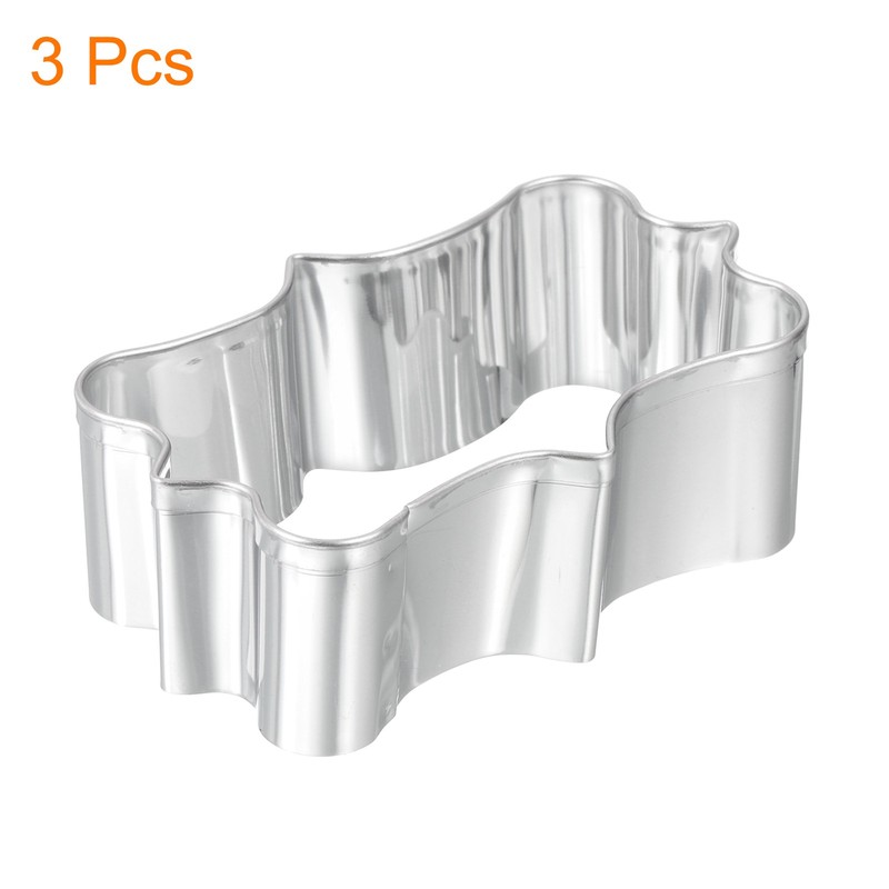 3Pcs 1" x 2.8" x 1.8" Cookie Cutter Silver Tone Medium Rectangular Frame 2 gallery