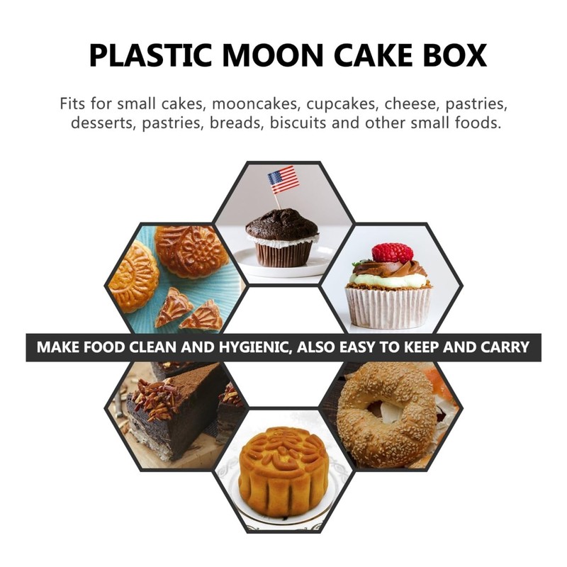 150 Pack Clear Plastic Mooncake Boxes with Lids - Square Dessert Packaging Trays gallery