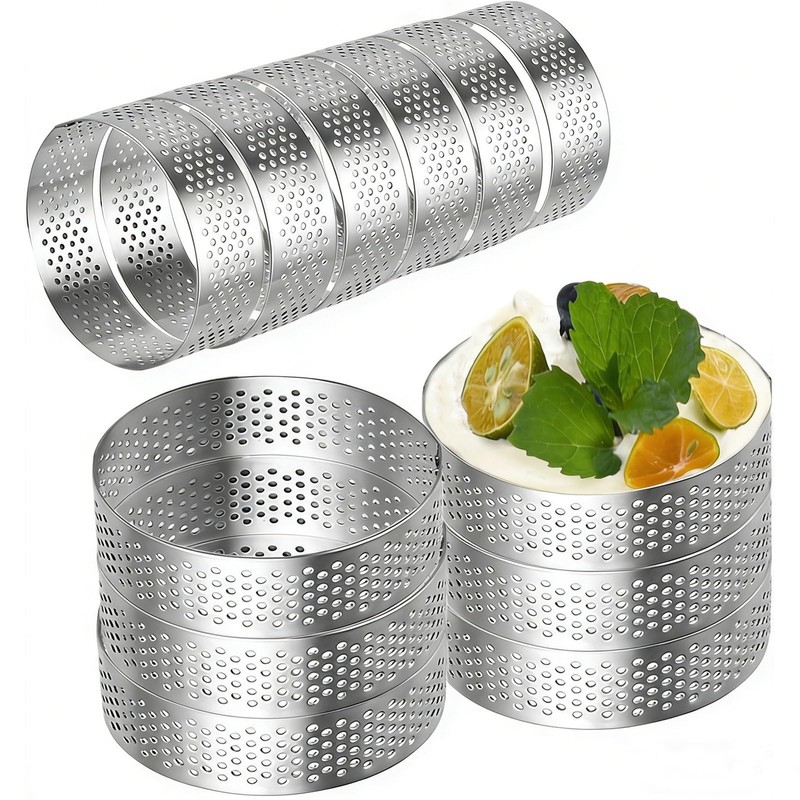 12Pack Tart Rings Perforated Tart Ring, Stainless Steel Cake Rings 4 Inch Rou…