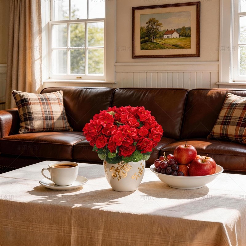FULLMUSIC Artificial Flowers for Outdoor, UV Resistant Realistic Geranium Red gallery
