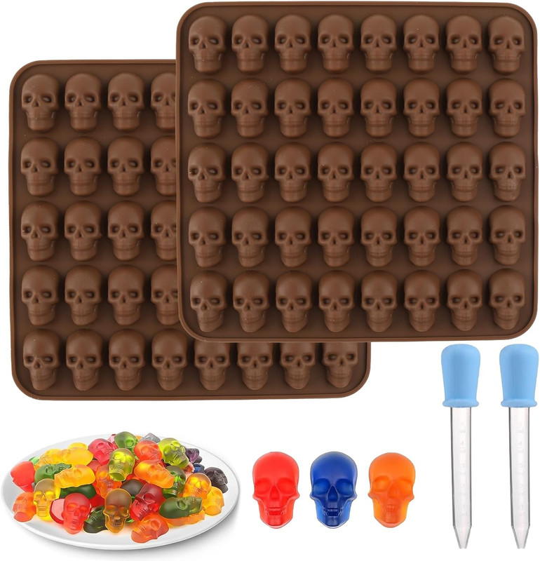 Gummy Skull Candy Molds Silicone 2 Pack 40 Cavity Non-Stick Skull Silicone gallery