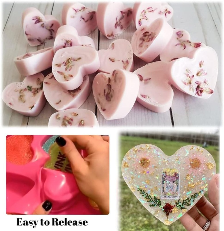 Silicone Molds Set - Heat Resistant, Heart-Shaped for Desserts & Soap gallery