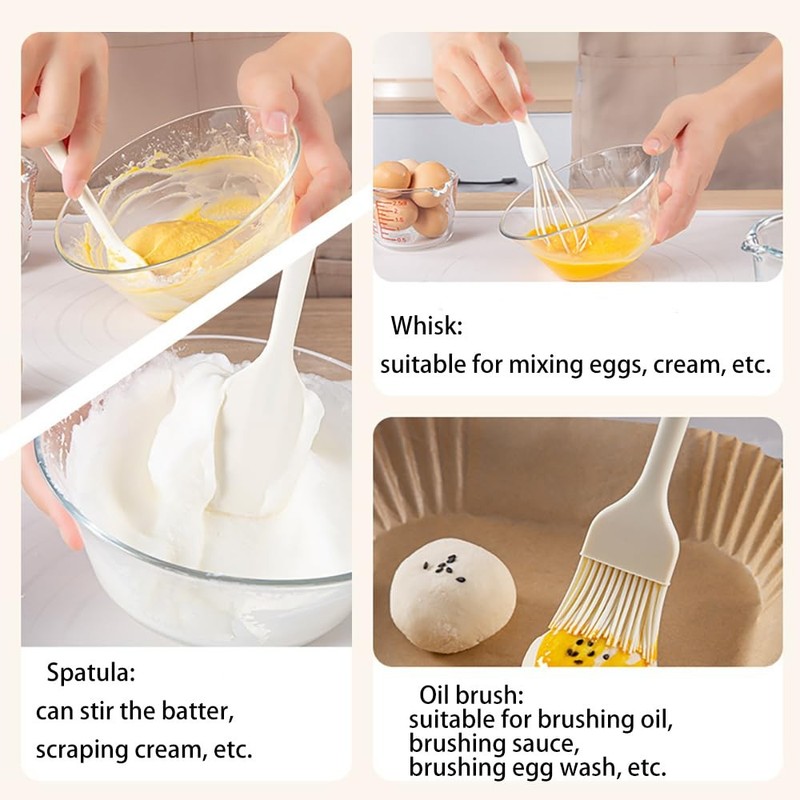 CAWEIN Kitchen tools for cooking 3pcs set-Silicone Pastry 21cm*5cm, White gallery