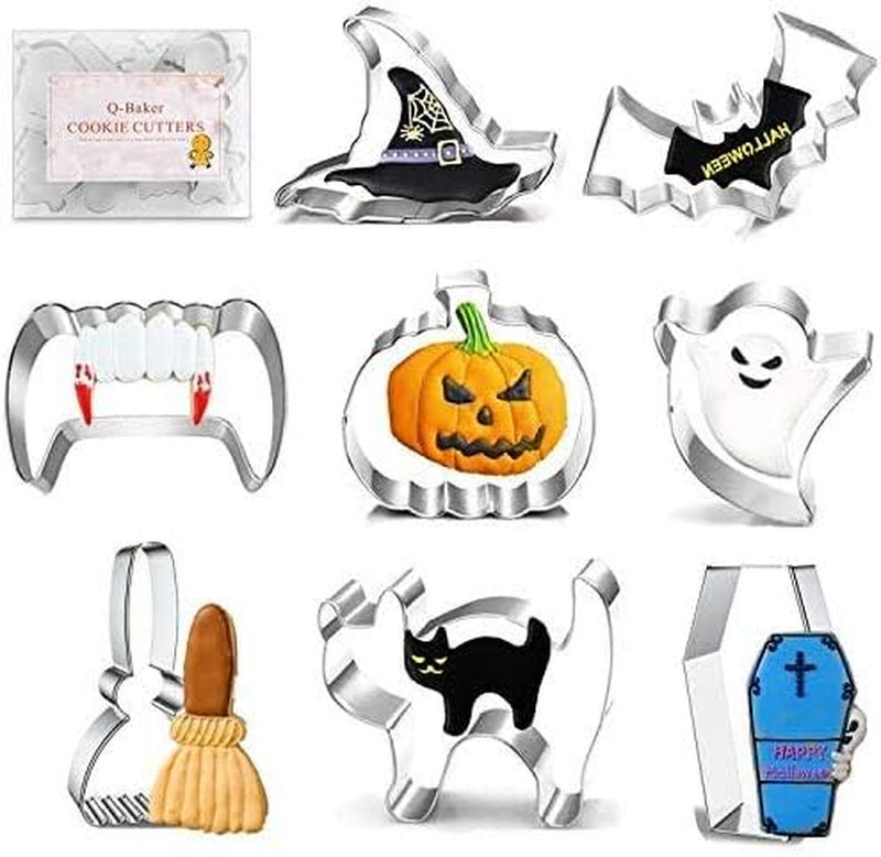 Halloween Cookie Cutters Set Large - 8 PCS Stainless Steel Fall Cookie Cutter Wi