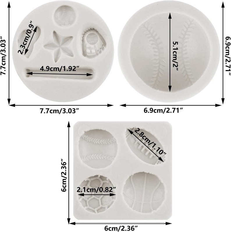 Baseball Silicone Molds Baseball Bat Glove Hat Fondant Mold Basketball Football gallery