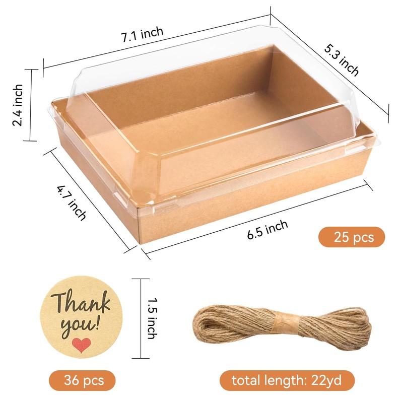7 x 5 Inches Large Charcuterie Boxes with Clear Lids, 25 Pack Disposable Bake... gallery