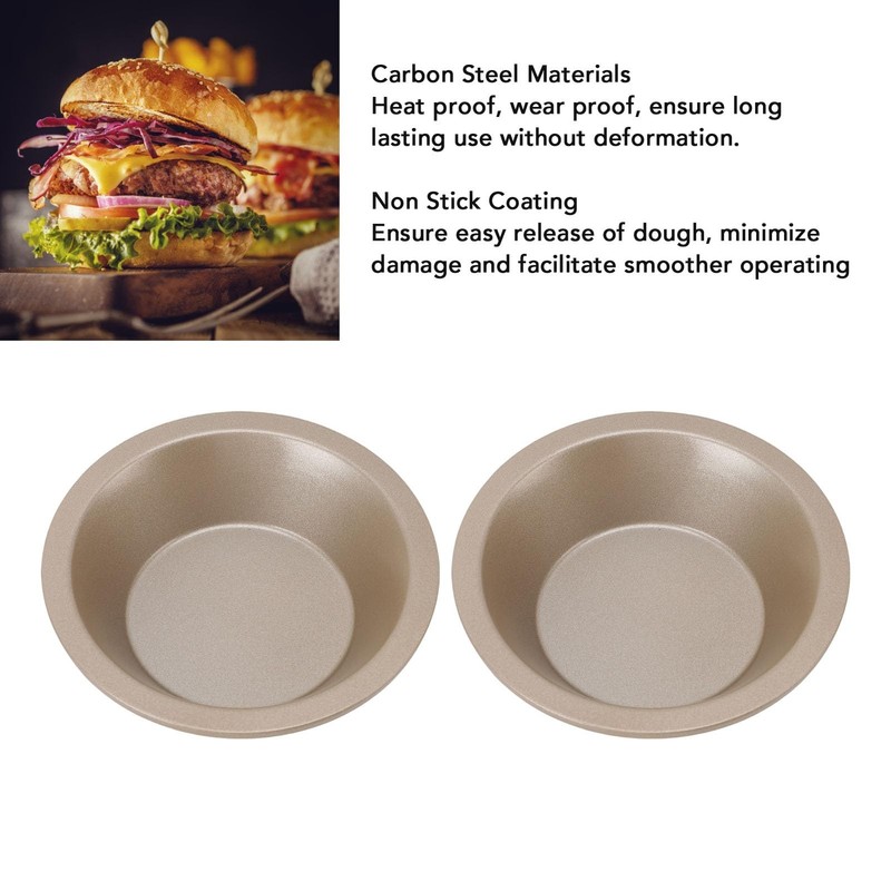 2 PCS Hamburger Bun Mold Cake Bread Baking Non Stick Trays Patties 4.9 Inch gallery