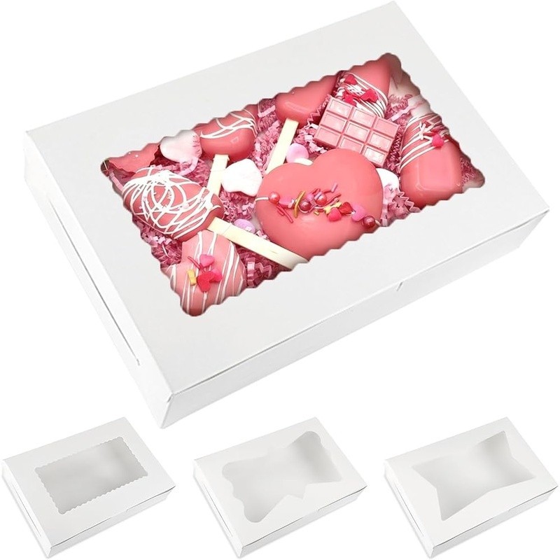 48 White Bakery Boxes W/ Windows Sturdy Cookie Cake Boxes Parties Events New